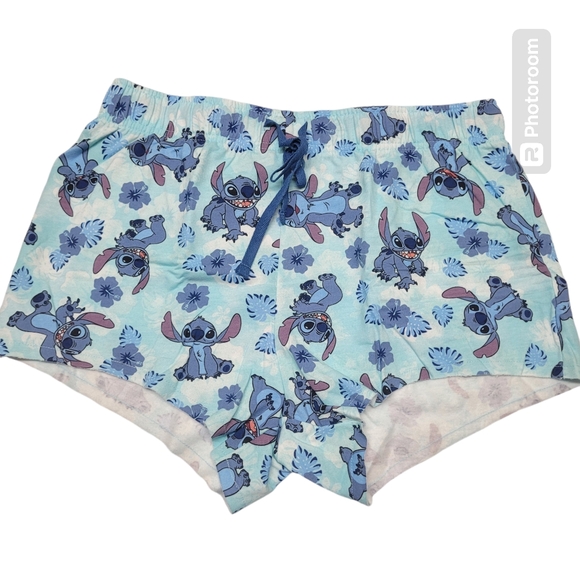 * Disney Large lilo & stich  Womens sleep shorts raw hemline blue - Picture 3 of 6